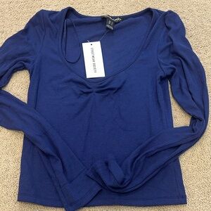 Urban Planet Deep Blue Ribbed Long Sleeve Top